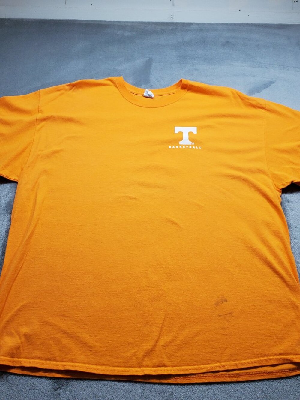 Tennessee Vols Basketball Graphic T-Shirt Orange Men Sz 2XL Gildan Heavy Cotton
